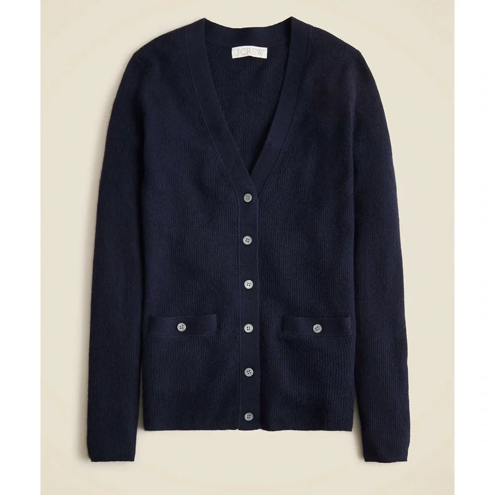 J. Crew Cashmere-silk Blend Cardigan Sweater Navy Blue